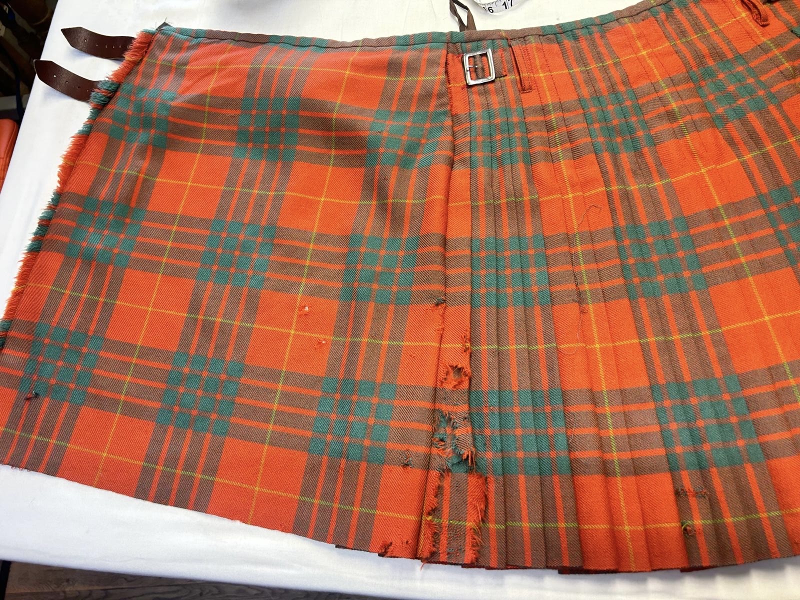 Plaid garment before alteration